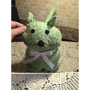 Handmade Tissue Box Cover Green Stuffed Cat